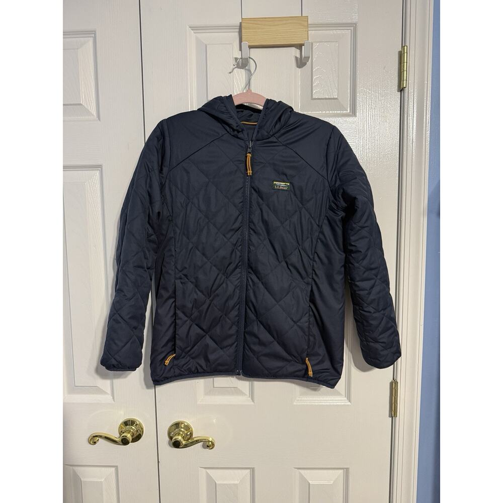 L.L. Bean Youth Large 14-16 Quilted Hooded Jacket Navy Blue Insulated Coat Kids